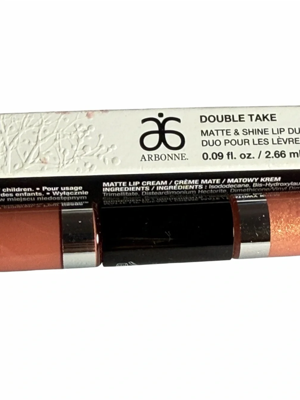 Arbonne Double Take Matte & Shine Lip Duo in Amaryllis (Peachy Coral) BNIB